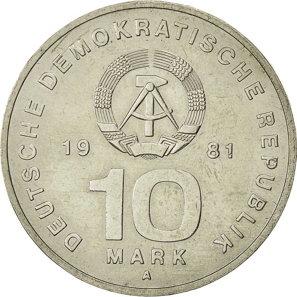 Coin, GERMAN-DEMOCRATIC REPUBLIC, 10 Mark, 1981, Berlin, AU(55-58)