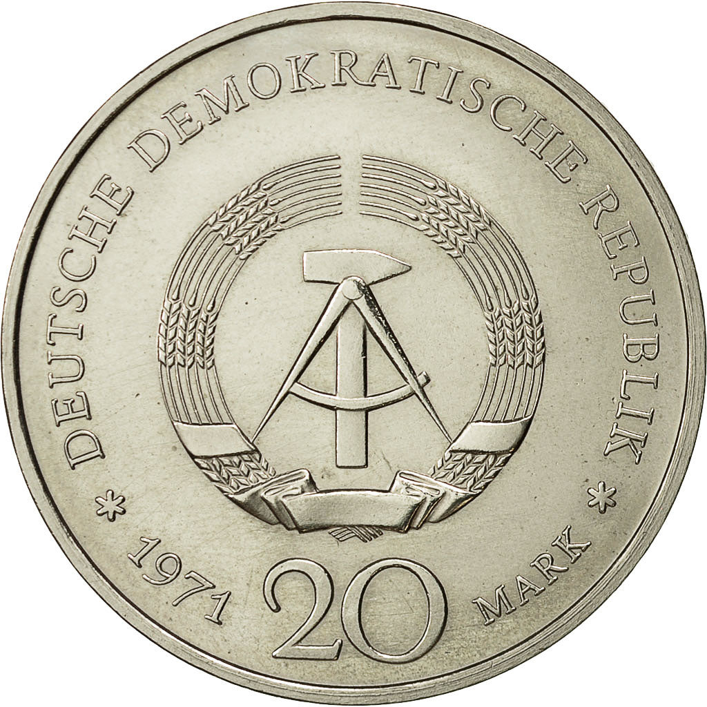 Coin, GERMAN-DEMOCRATIC REPUBLIC, 20 Mark, 1971, Berlin, MS(60-62)