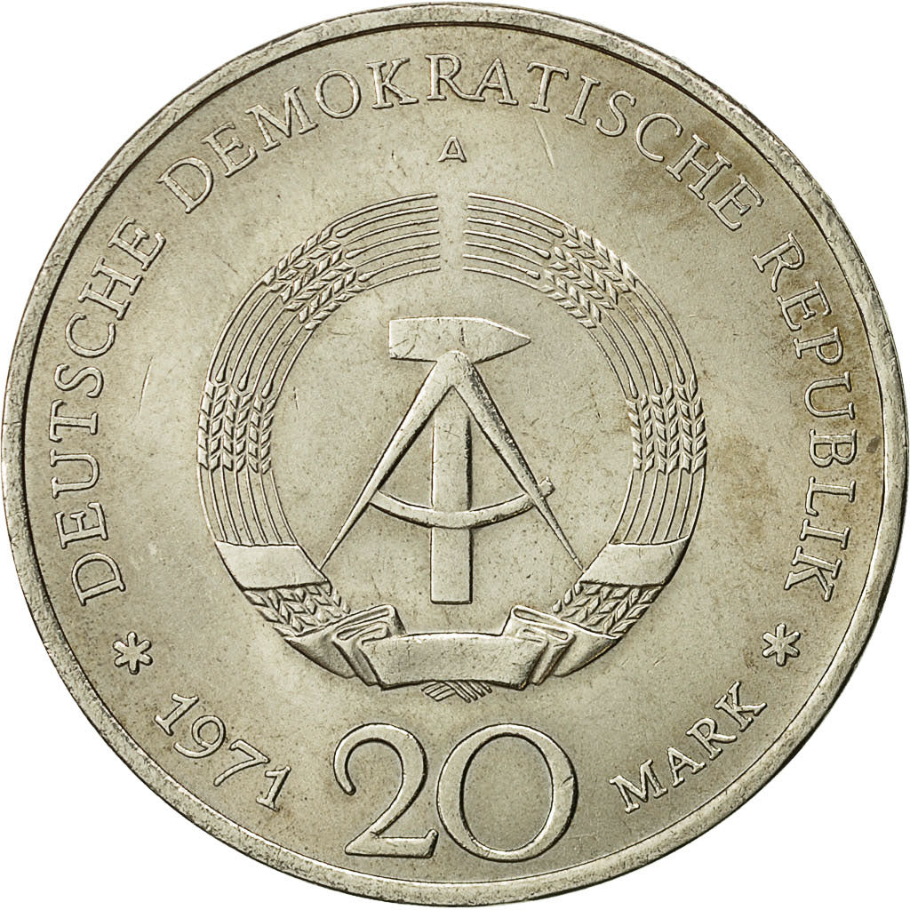 Coin, GERMAN-DEMOCRATIC REPUBLIC, 20 Mark, 1971, Berlin, MS(60-62)