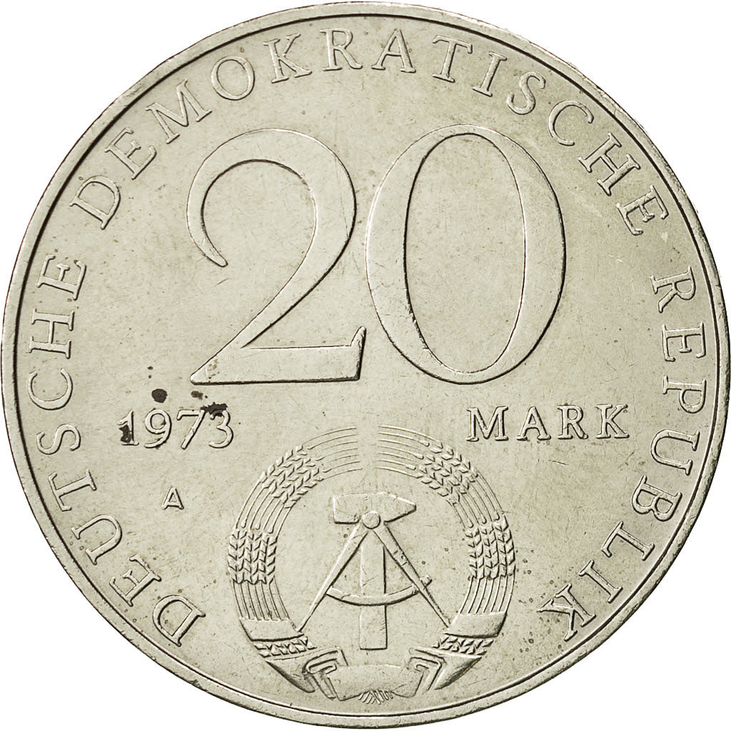 Coin, GERMAN-DEMOCRATIC REPUBLIC, 20 Mark, 1973, Berlin, MS(60-62)