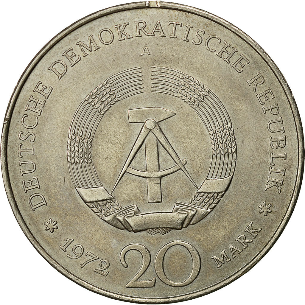 Coin, GERMAN-DEMOCRATIC REPUBLIC, 20 Mark, 1972, Berlin, AU(50-53)