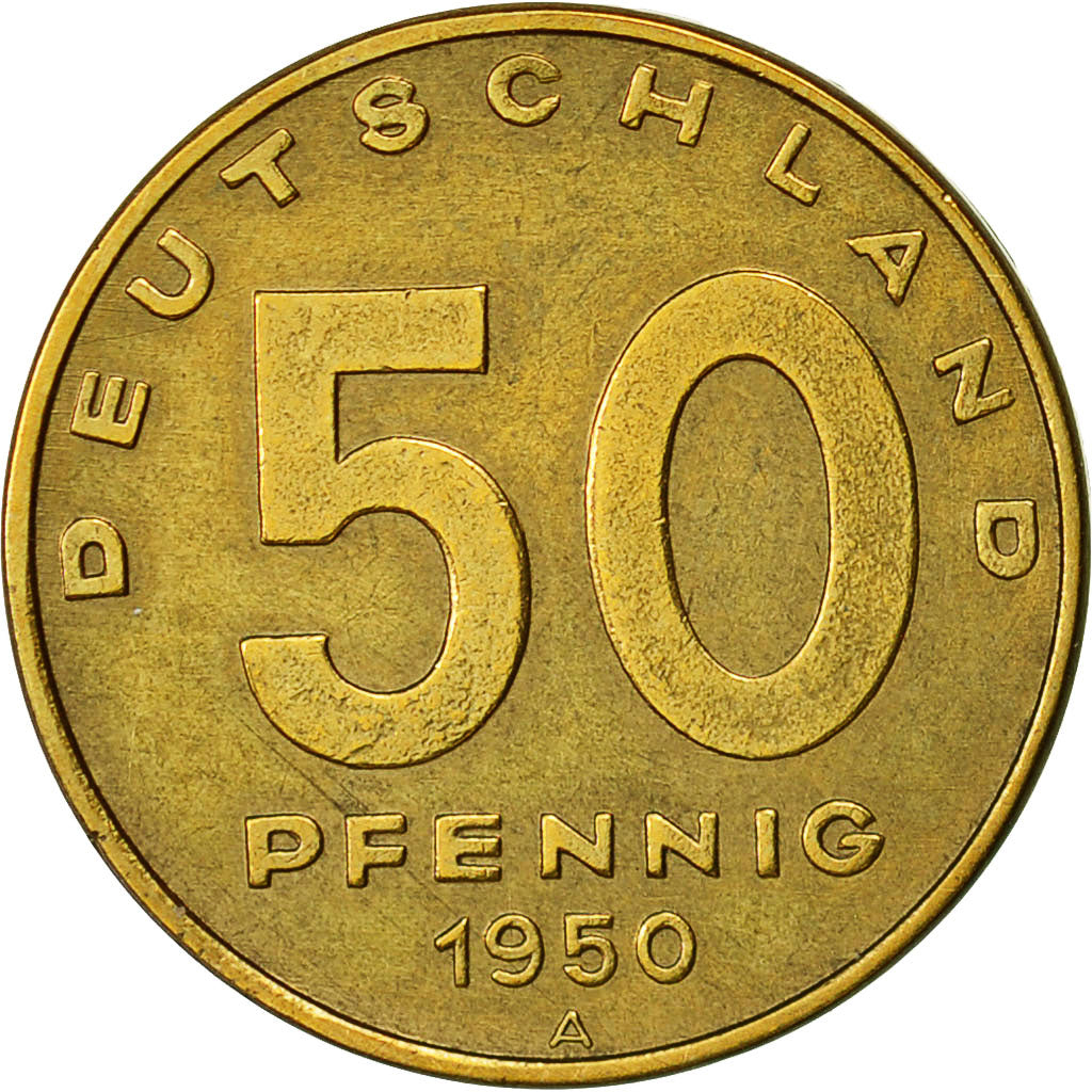 Coin, GERMAN-DEMOCRATIC REPUBLIC, 50 Pfennig, 1950, Berlin, AU(55-58)