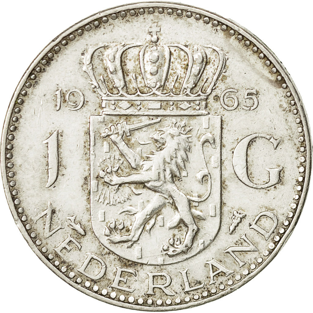 Coin, Netherlands, Juliana, Gulden, 1965, EF(40-45), Silver, KM:184