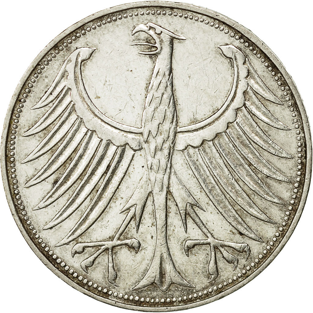 Coin, GERMANY - FEDERAL REPUBLIC, 5 Mark, 1966, Munich, EF(40-45), Silver