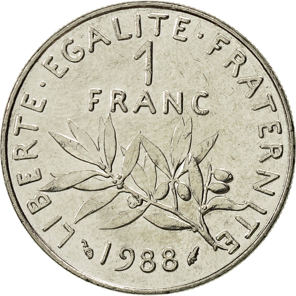 Coin, France, Semeuse, Franc, 1988, Paris, MS(60-62), Nickel, KM:925.1