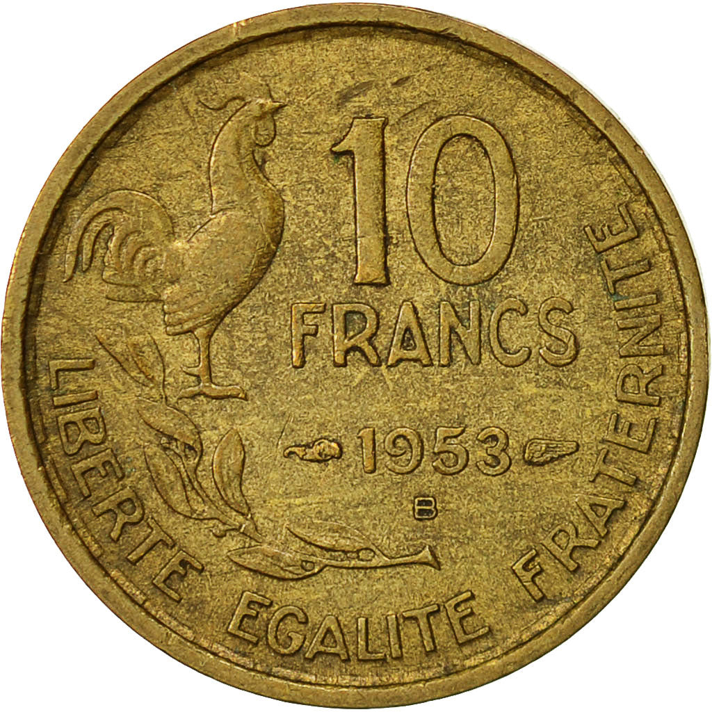 Moneta, Francja, Guiraud, 10 Francs, 1953, Beaumont - Le Roger, AU(50-53)