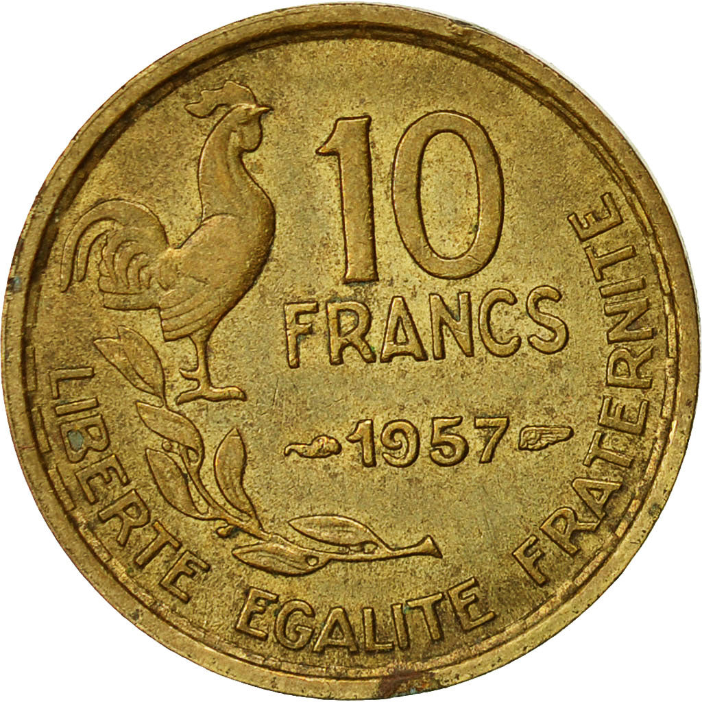 Münze, Frankreich, Guiraud, 10 Francs, 1957, Paris, SS+, Aluminum-Bronze