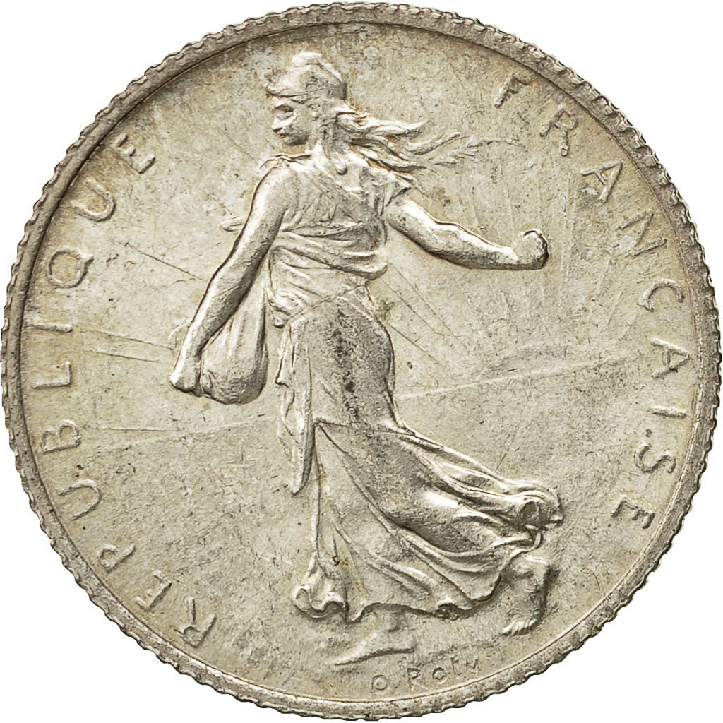 Coin, France, Semeuse, Franc, 1915, Paris, AU(50-53), Silver, KM:844.1