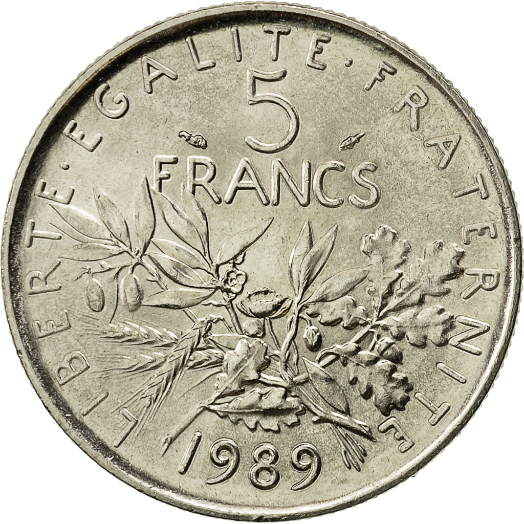 Coin, France, Semeuse, 5 Francs, 1989, Paris, MS(60-62), Nickel Clad