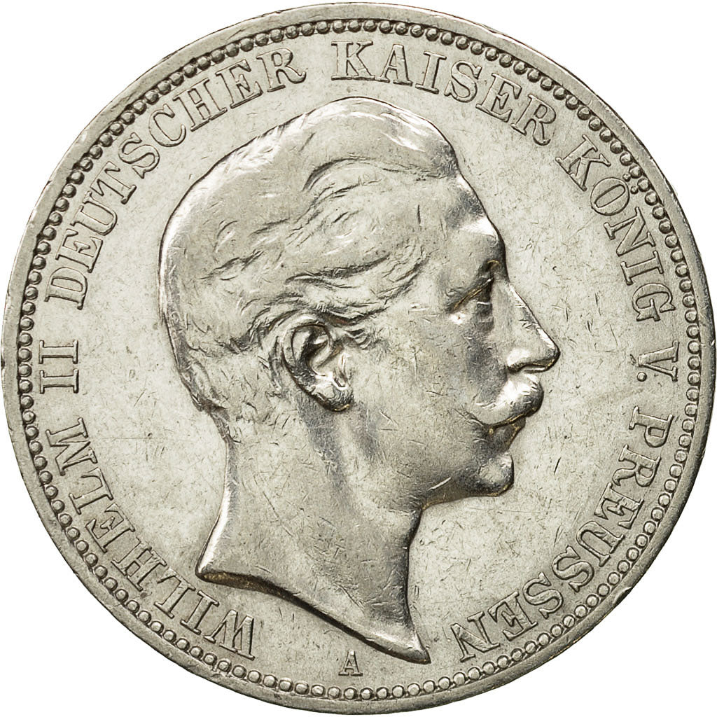 Coin, German States, PRUSSIA, Wilhelm II, 3 Mark, 1910, Berlin, EF(40-45)