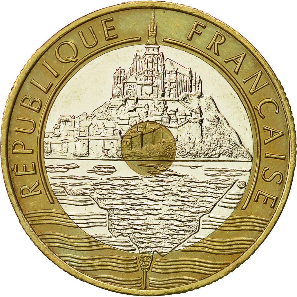 Moneta, Francia, Mont Saint Michel, 20 Francs, 1998, SPL, Tri-metallico