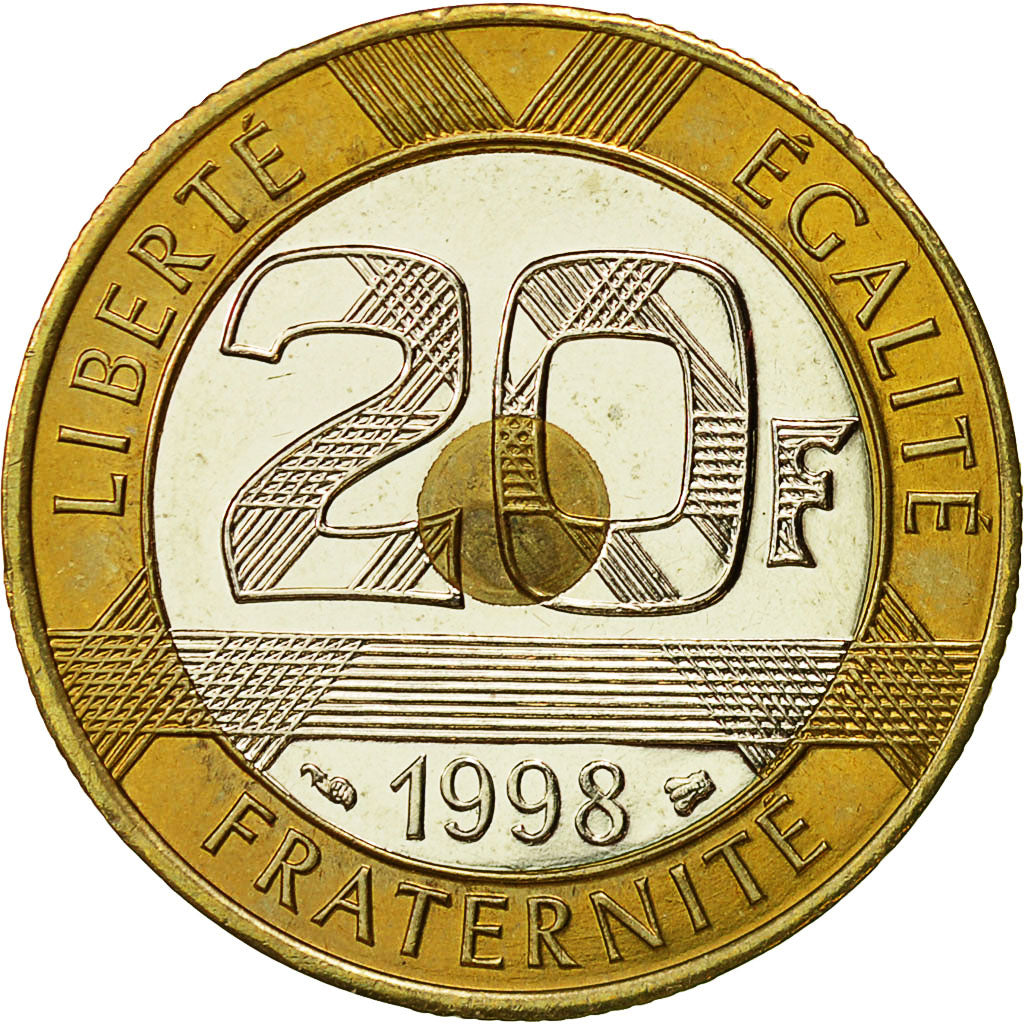 Moneta, Francia, Mont Saint Michel, 20 Francs, 1998, SPL, Tri-metallico
