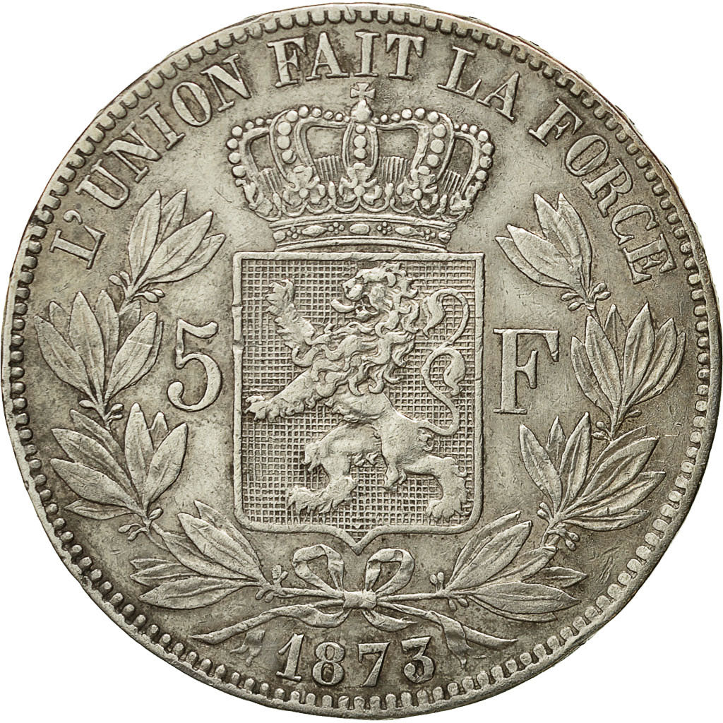 Coin, Belgium, Leopold II, 5 Francs, 5 Frank, 1873, EF(40-45), Silver, KM:24