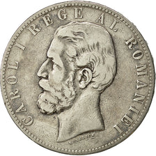 Coin, Romania, Carol I, 5 Lei, 1883, Bucharest, VF(30-35), Silver, KM:17.1