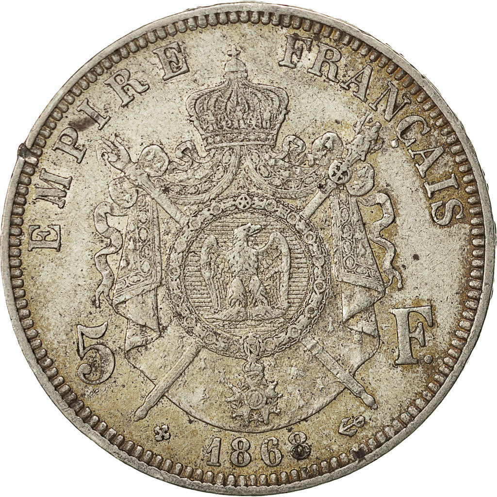 Münze, Frankreich, Napoléon III, 5 Francs, 1868, Strasbourg, SS, Silber
