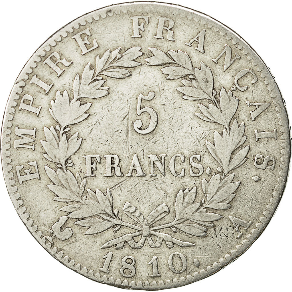 Coin, France, Napoléon I, 5 Francs, 1810, Paris, VF(20-25), Silver, KM:694.1