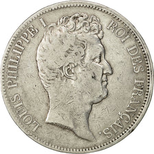 Moneda, Francia, Louis-Philippe, 5 Francs, 1830, Paris, BC+, Plata, KM:736.1