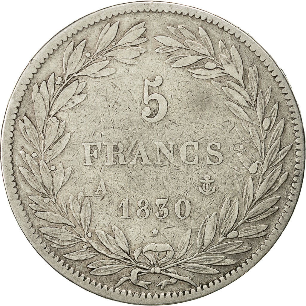 Coin, France, Louis-Philippe, 5 Francs, 1830, Paris, VF(20-25), Silver