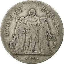 Munten, Frankrijk, Union et Force, 5 Francs, 1795, Paris, FR, Zilver, KM:639.1