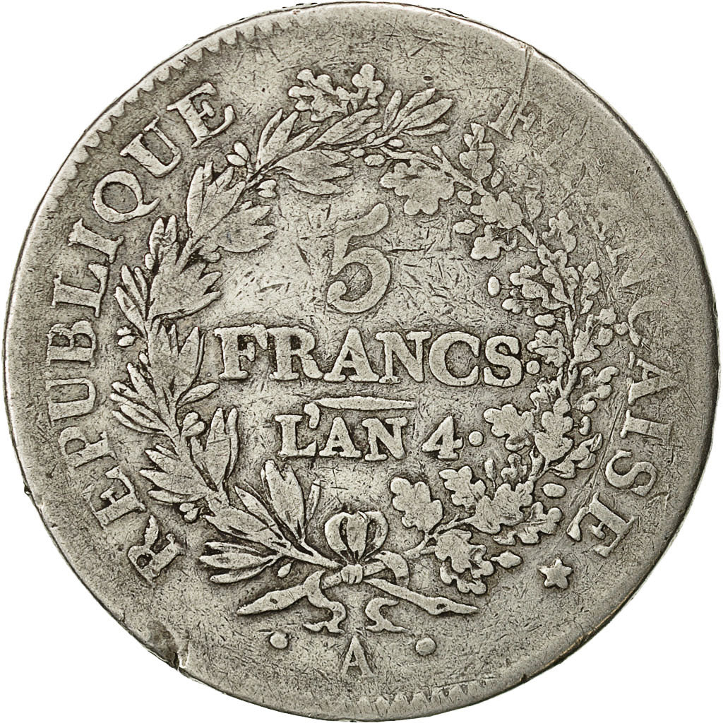 Coin, France, Union et Force, 5 Francs, 1795, Paris, VF(20-25), Silver