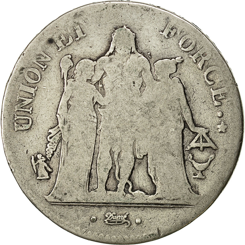 Munten, Frankrijk, Union et Force, 5 Francs, 1801, Bordeaux, FR, Zilver