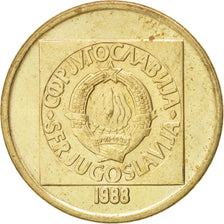 YUGOSLAVIA, 50 Dinara, 1988, KM #133, AU(55-58), Brass, 3.90