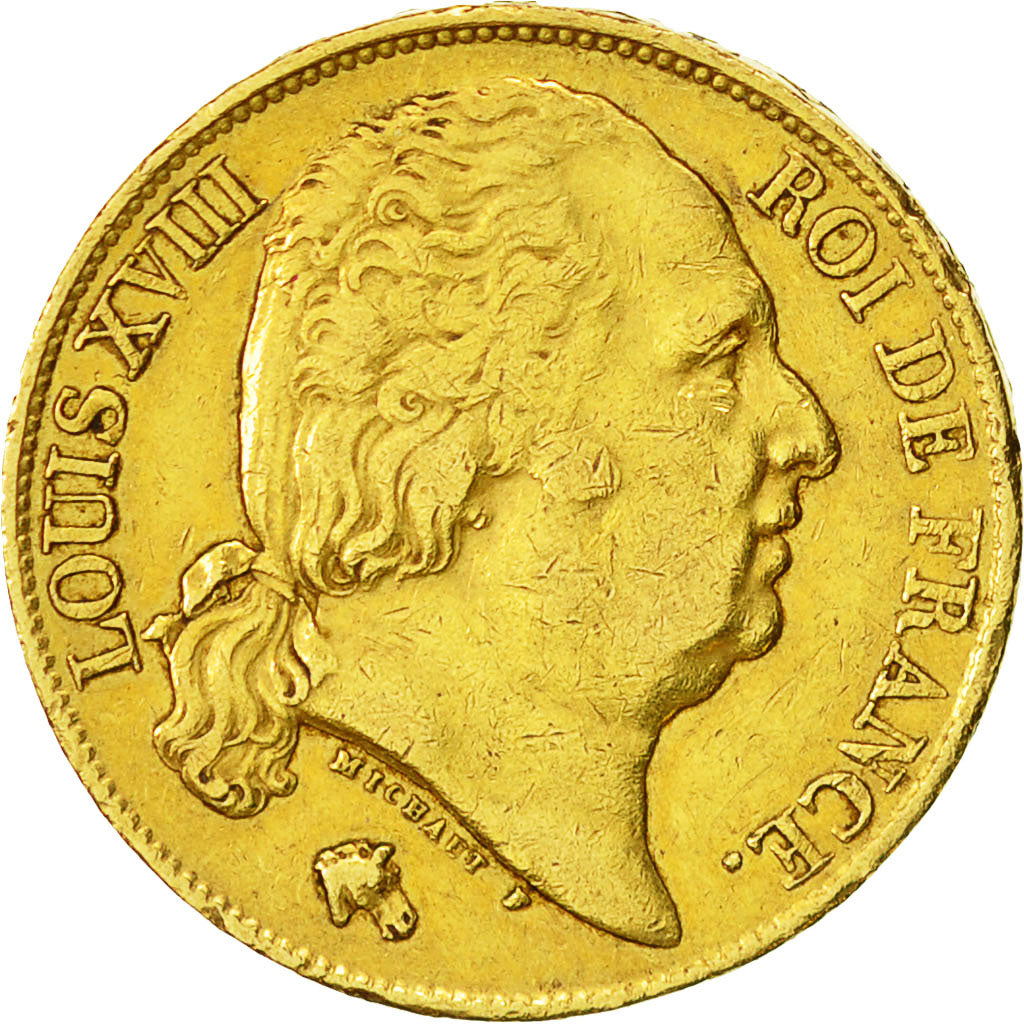 Munten, Frankrijk, Louis XVIII, Louis XVIII, 20 Francs, 1818, Perpignan, ZF