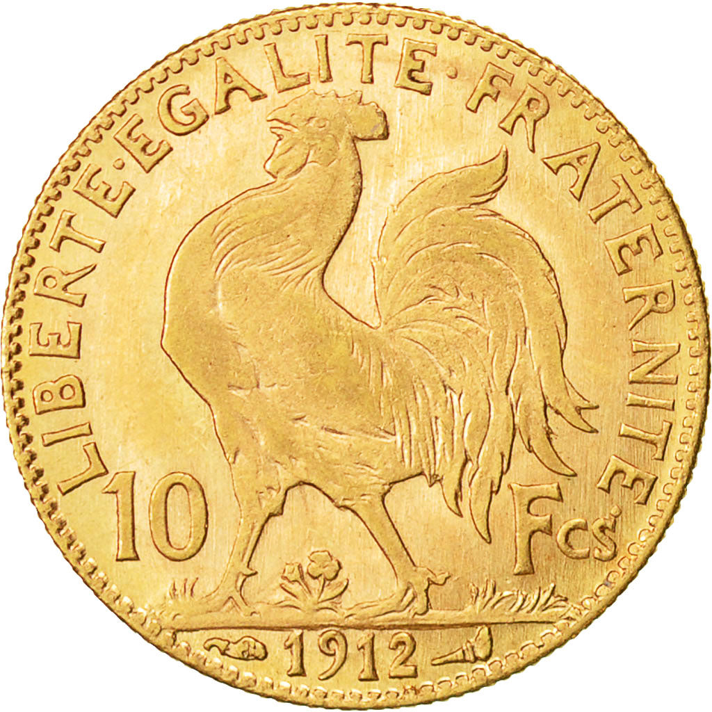 Coin, France, Marianne, 10 Francs, 1912, Paris, AU(50-53), Gold, KM:846