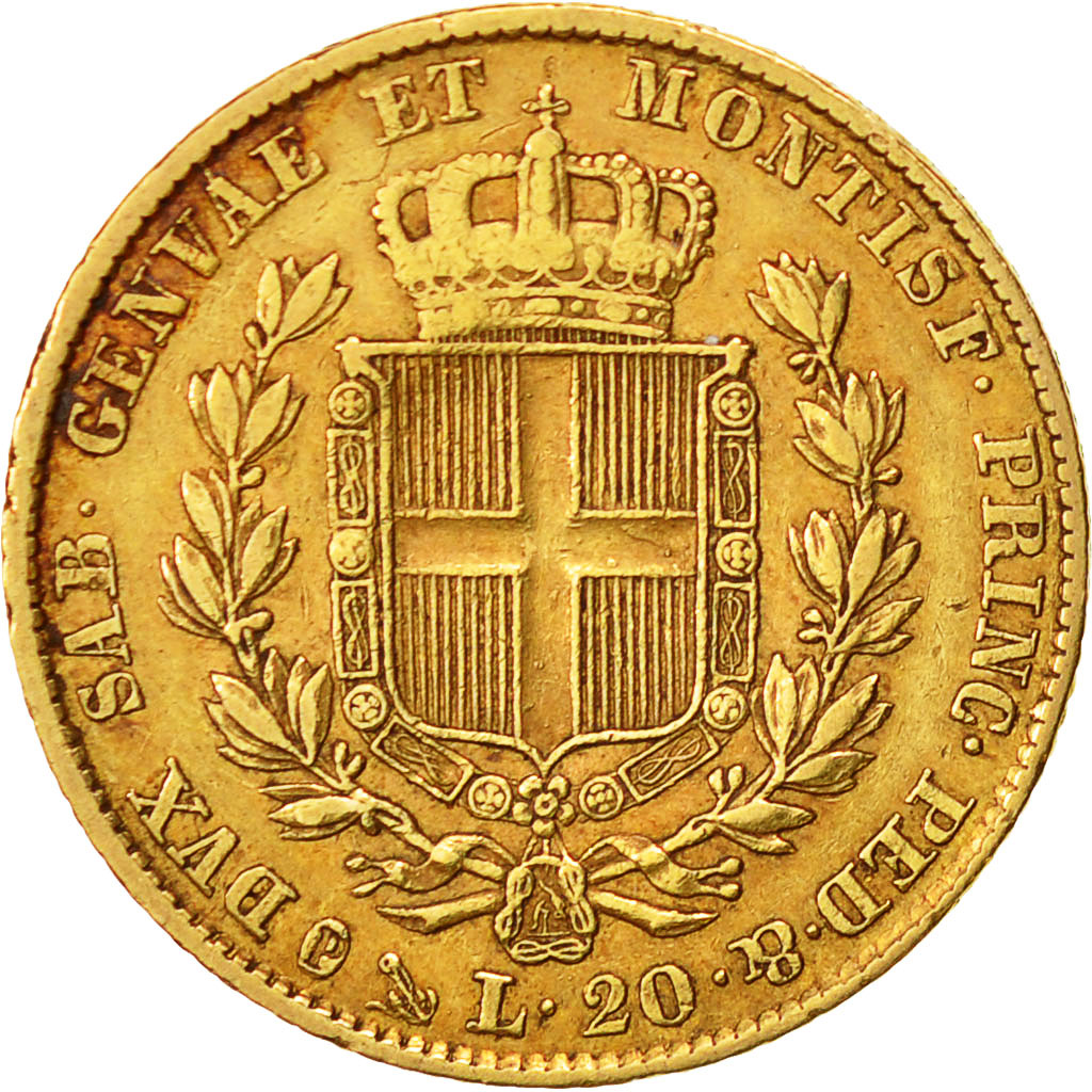 Moneta, STATI ITALIANI, SARDINIA, Carlo Alberto, 20 Lire, 1847, Genoa, BB, Oro