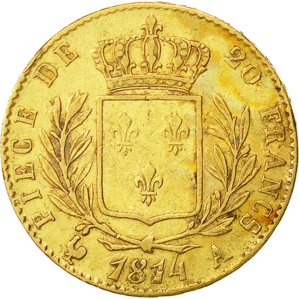 Monnaie, France, Louis XVIII, Louis XVIII, 20 Francs, 1814, Paris, TTB, Or