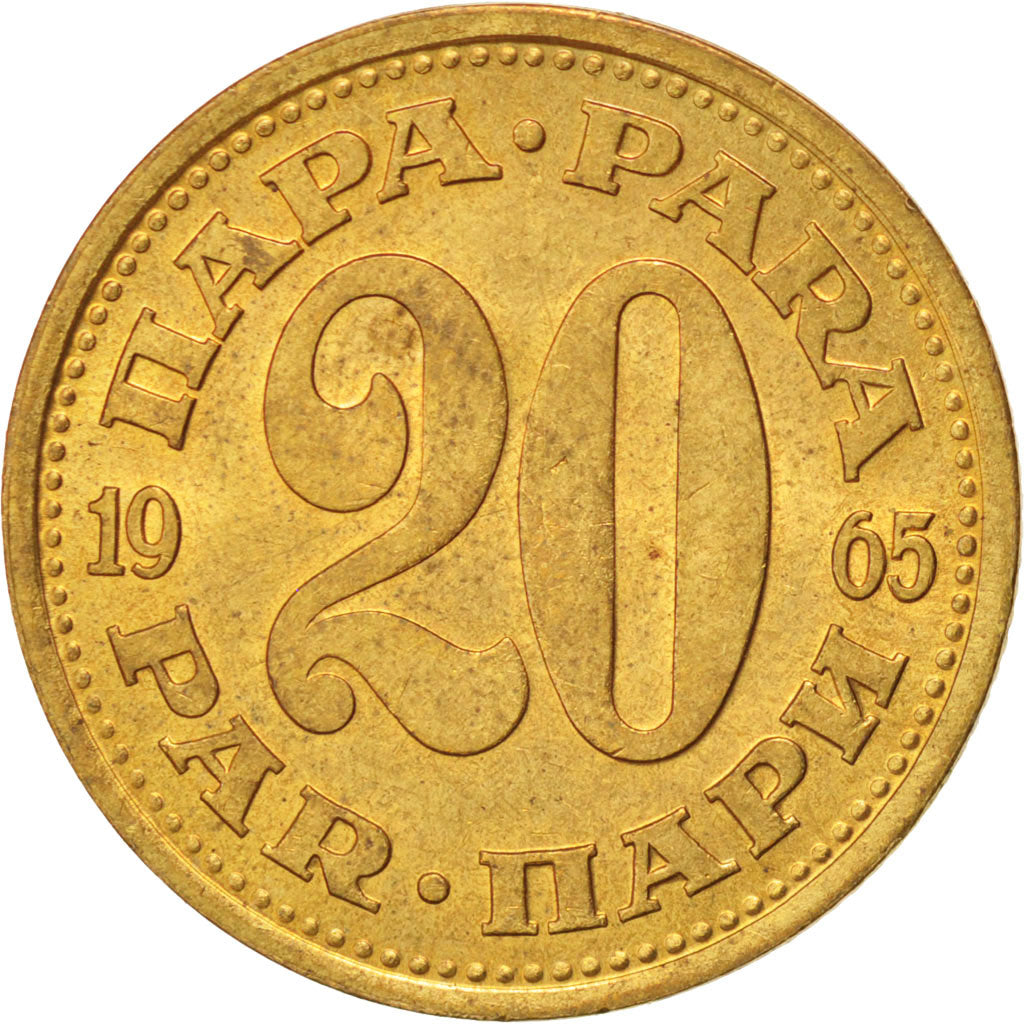 Coin, Yugoslavia, 20 Para, 1965, MS(63), Brass, KM:45