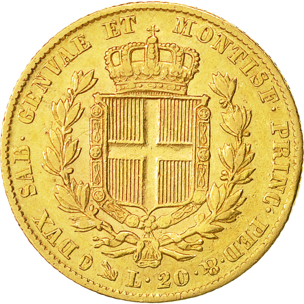 Moneta, STATI ITALIANI, SARDINIA, Carlo Alberto, 20 Lire, 1835, Genoa, MB+, Oro