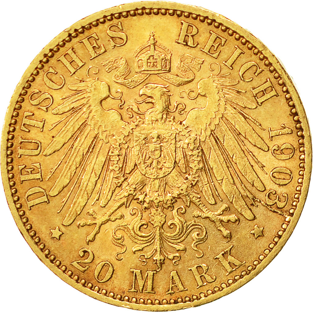 Coin, German States, SAXONY-ALBERTINE, Georg, 20 Mark, 1903, Muldenhütten