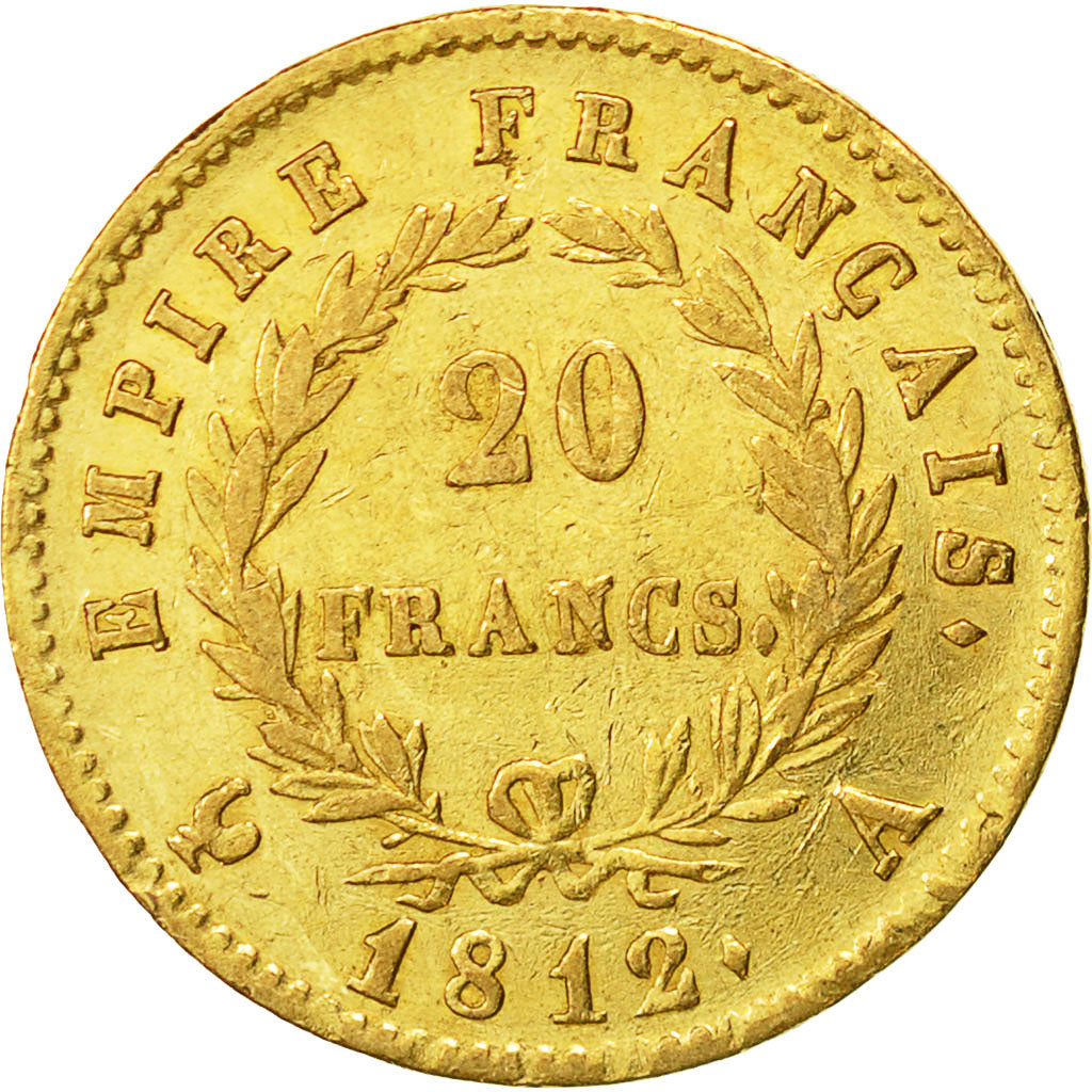Coin, France, Napoléon I, 20 Francs, 1812, Paris, AU(50-53), Gold, KM:695.1
