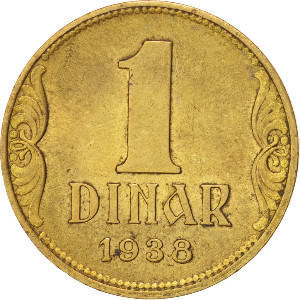 YUGOSLAVIA, Dinar, 1938, KM #19, MS(60-62), Aluminum-Bronze, 21, 3.50