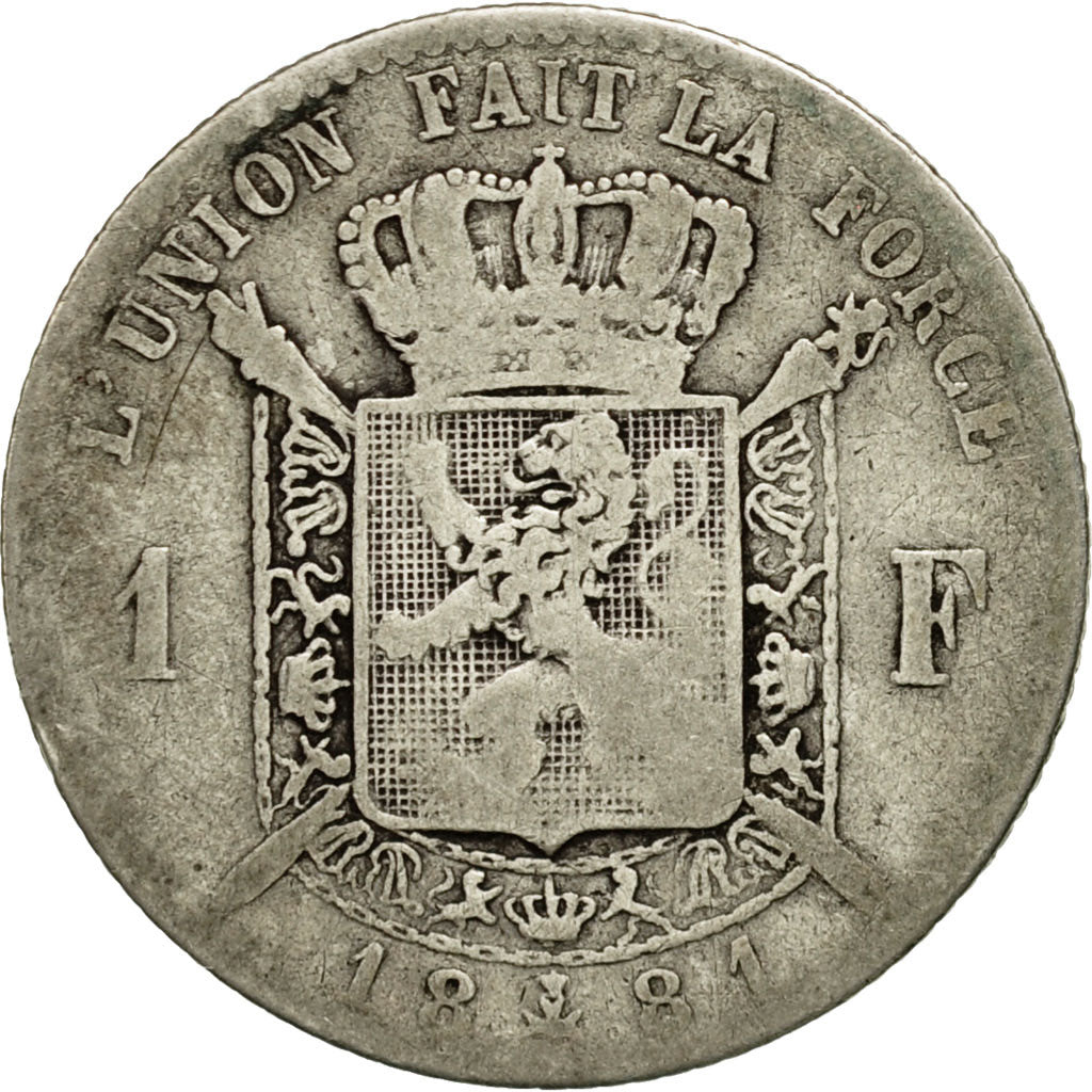 Coin, Belgium, Leopold II, Franc, 1881, F(12-15), Silver, KM:28.1