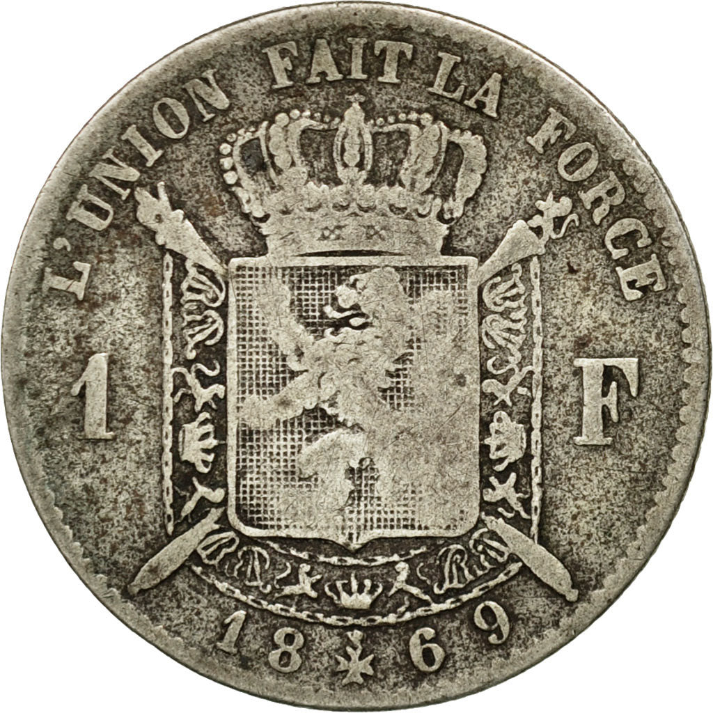 Coin, Belgium, Leopold II, Franc, 1869, VF(20-25), Silver, KM:28.1