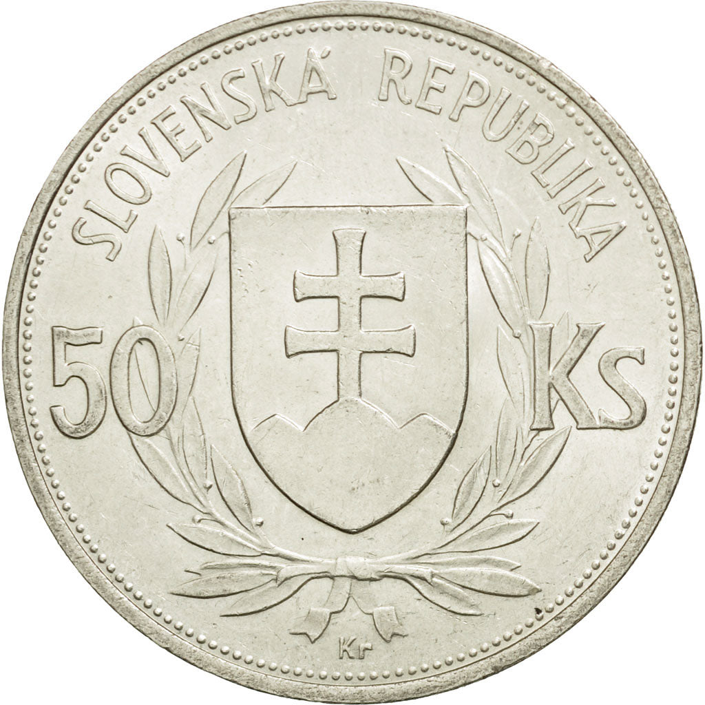 Coin, Slovakia, 50 Korun, 1944, AU(50-53), Silver, KM:10