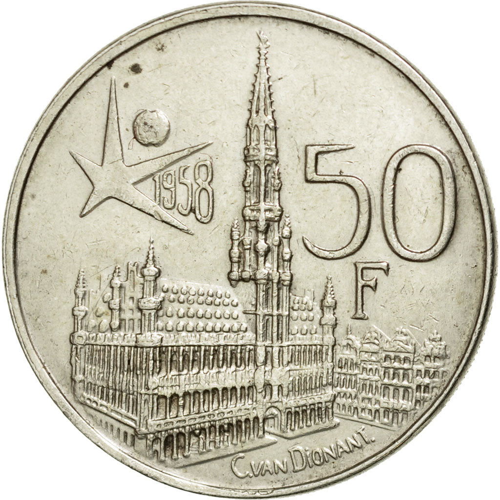 Moneta, Belgio, 50 Francs, 50 Frank, 1958, BB+, Argento, KM:150.1