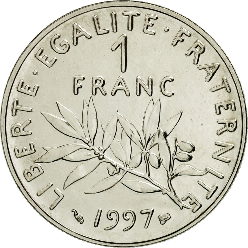 Coin, France, Semeuse, Franc, 1997, Paris, MS(65-70), Nickel, KM:925.1