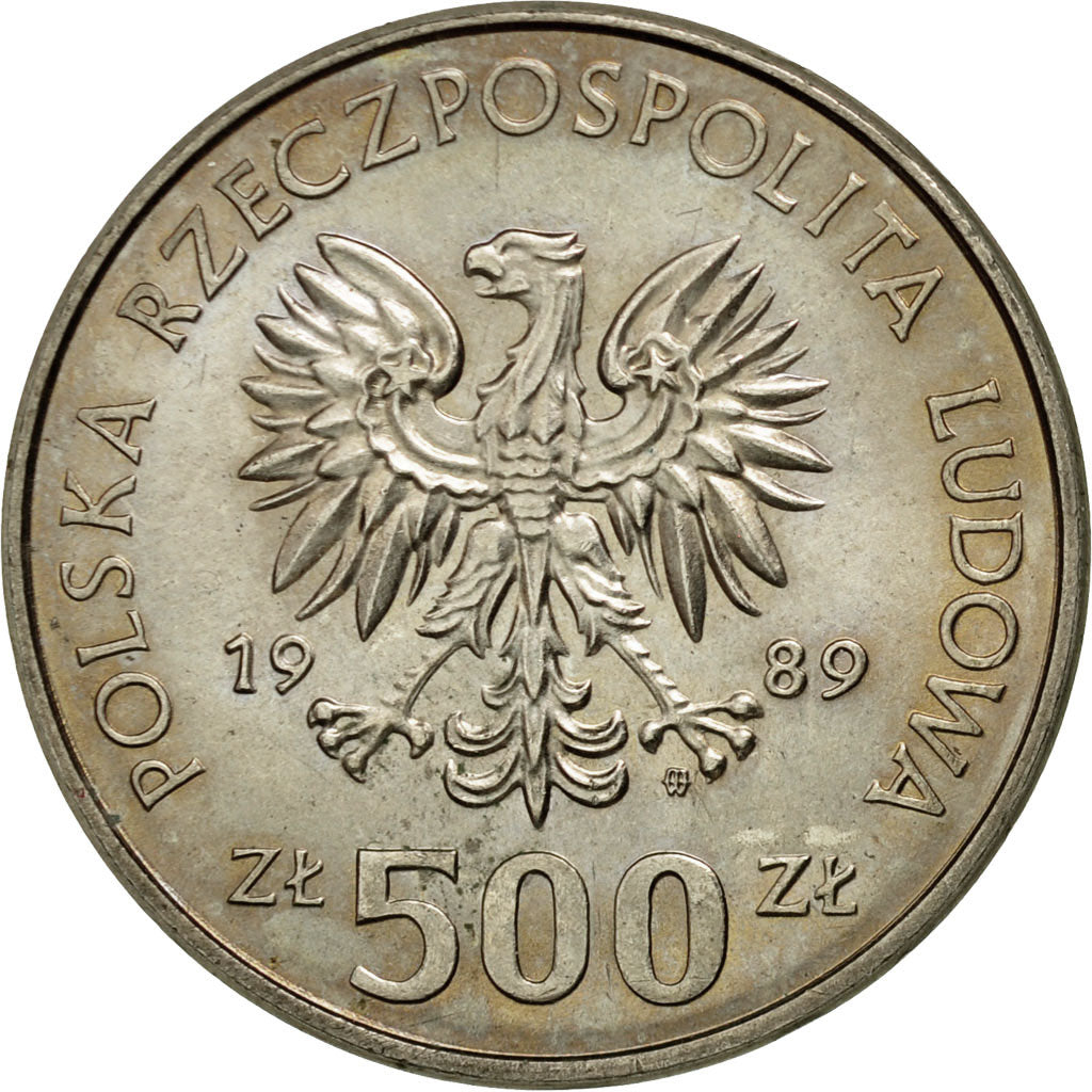 Moneta, Polonia, 500 Zlotych, 1989, Warsaw, SPL, Rame-nichel, KM:185