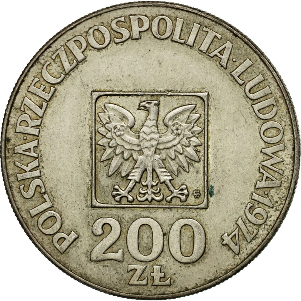 Coin, Poland, 200 Zlotych, 1974, Warsaw, AU(50-53), Silver, KM:72
