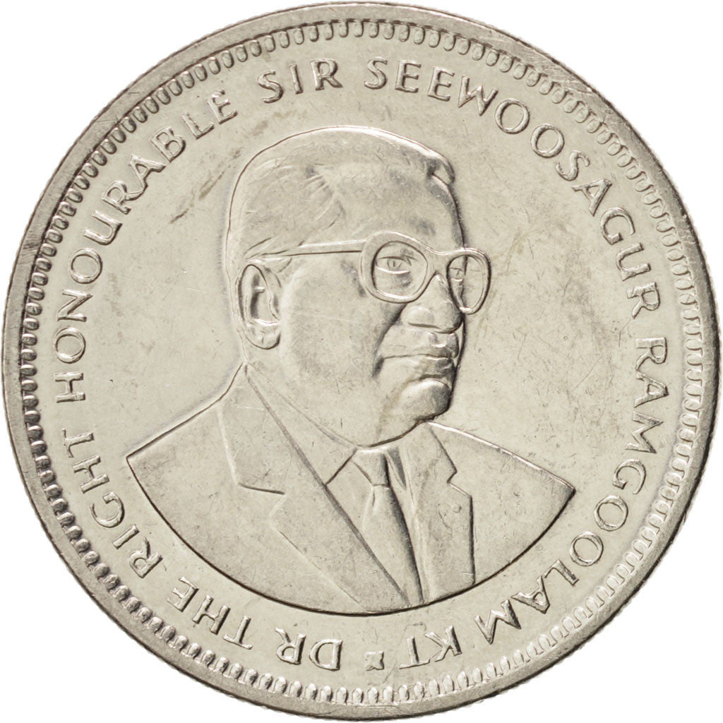 Coin, Mauritius, 1/2 Rupee, 1997, MS(63), Nickel plated steel, KM:54