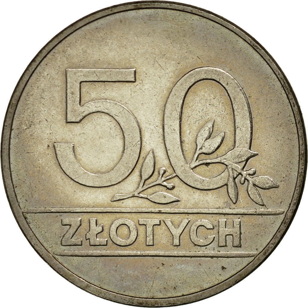 Coin, Poland, 50 Zlotych, 1990, Warsaw, AU(55-58), Copper-nickel, KM:216