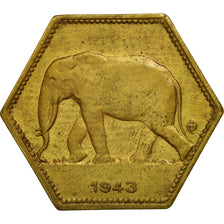 Coin, Belgian Congo, 2 Francs, 1943, Philadelphia, AU(50-53), Brass, KM:25