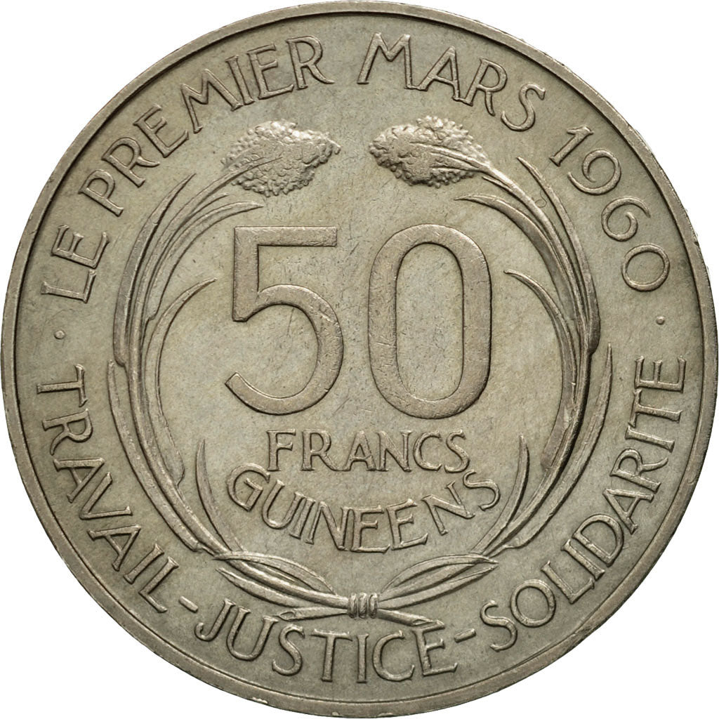 Coin, Guinea, 50 Francs, 1969, AU(50-53), Copper-nickel, KM:8