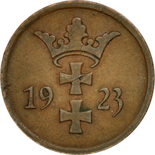 Moneda, DANZIG, 2 Pfennig, 1923, MBC+, Bronce, KM:141