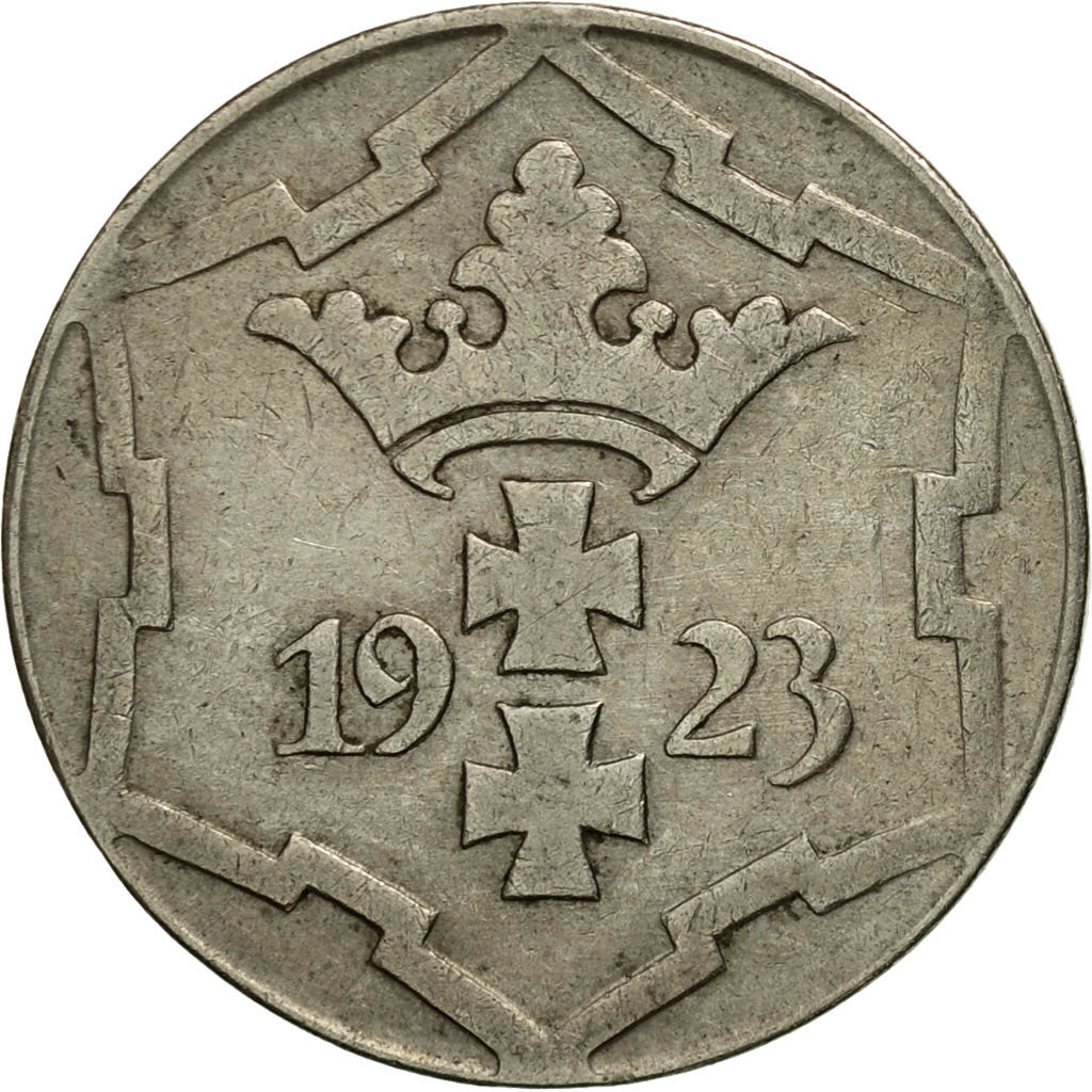 Coin, DANZIG, 10 Pfennig, 1923, AU(50-53), Copper-nickel, KM:143