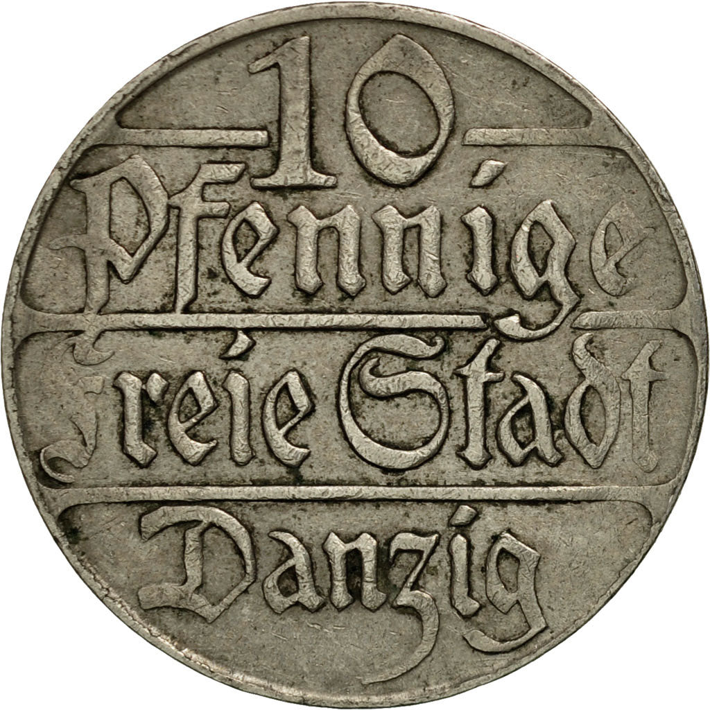 Coin, DANZIG, 10 Pfennig, 1923, AU(50-53), Copper-nickel, KM:143
