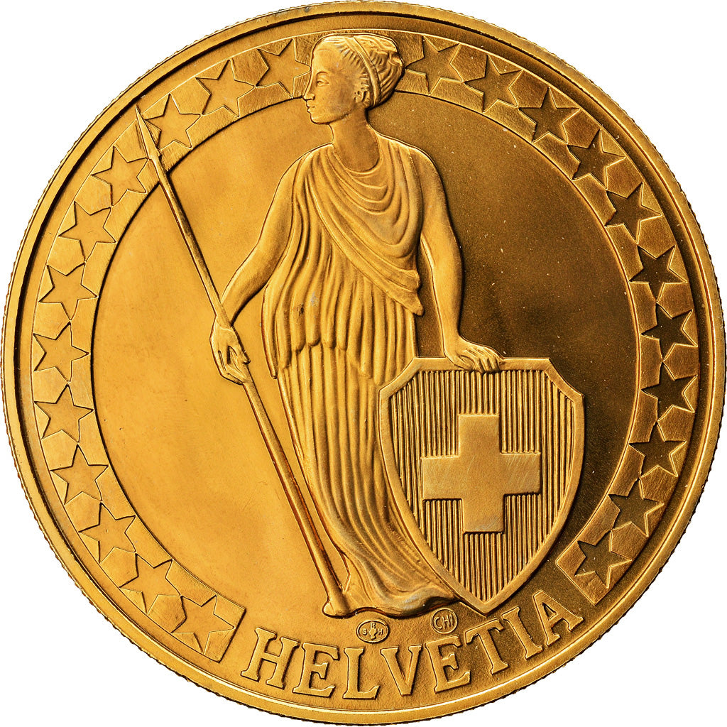 Svizzera, medaglia, Il Lago di Lugano, I Laghi Svizzeri, SPL+, Doratura in